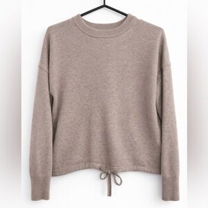 Nicole Miller 100% Extra Fine Merino Wool Sweater Beige Drawstring Hem Soft Knit